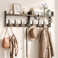 Delamu 32" Coat Rack with Shelf, 4 in 1 Coat Hanger Wall Mount with Shelf, Wooden Entryway Wall Organizer with Hooks, Brown by DELAMU