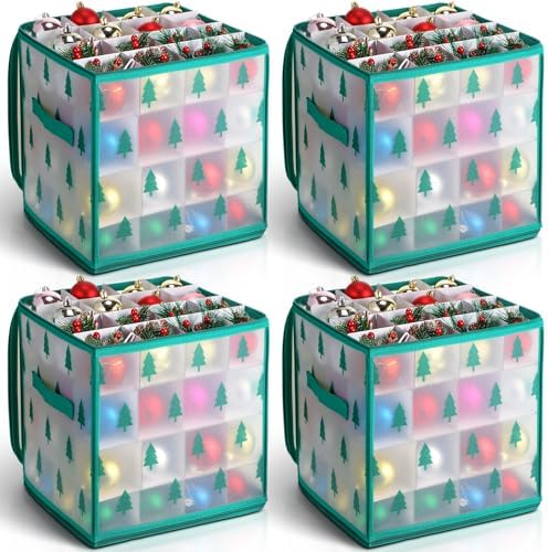 Saintrygo 4 Pcs Ornament Storage Box with 64 Compartments, Tree Style by Saintrygo