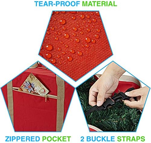 ProPik Rolling Christmas Tree Storage Bag, Fits Up to 9 ft. Xmas Tree, 28"x 16"x 60", Extra Large Heavy Duty Storage Container with Wheels and Handles, 600D Oxford (Red) - Image 5
