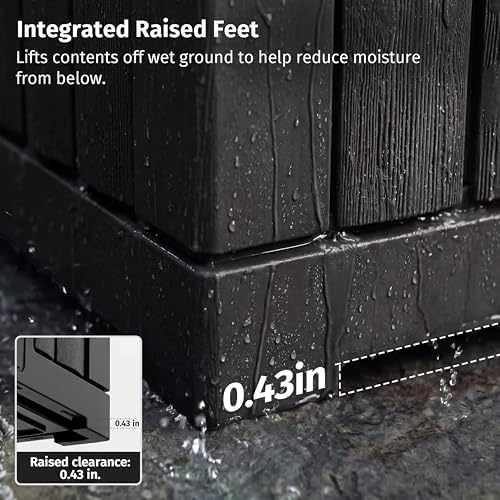 LAUSAINT HOME 31 Gallon Resin Deck Box, Package Delivery Box with Lockable Lid, Waterproof Outdoor Storage Box For Garden Tools, Patio Cushions(31 Gallon,Black) - Image 4