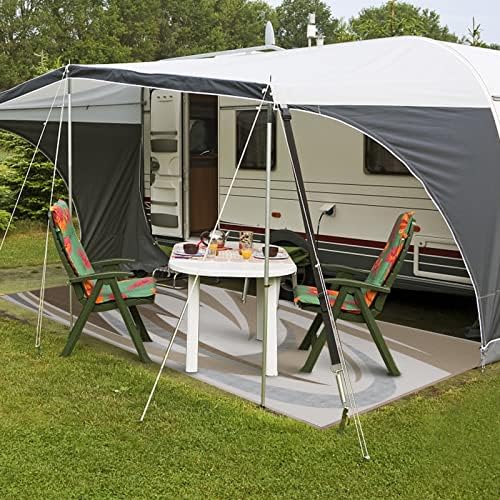EEZ RV Products 9'x18'BWW Heavy Duty Reversible/Durable Outdoor Patio/RV Mats - Perfect for RVing (9ft x18ft Brown) Come with Large Storage Bag & 6 Sets of Stakes and Washer - Image 2