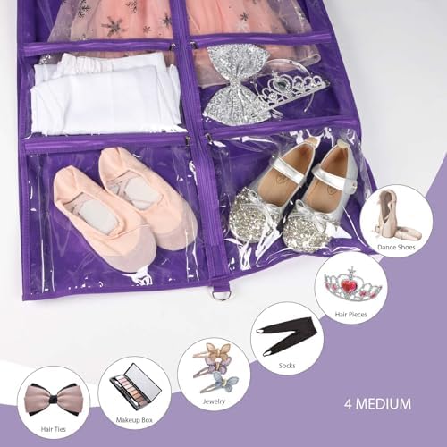Syeeiex 40 Inch Clear Dance Costume Garment Bag, Purple, 5 Pack - Image 3