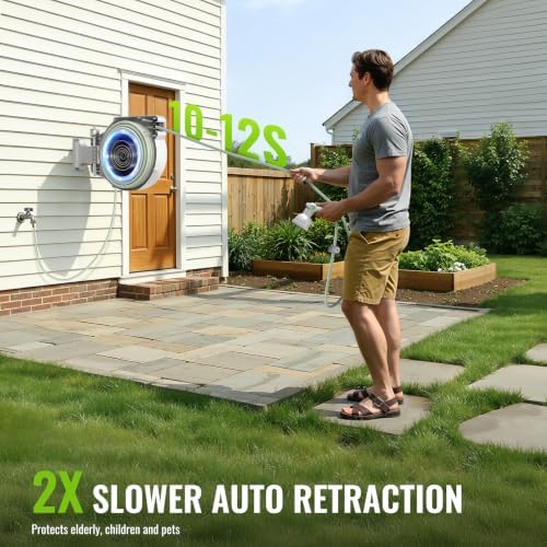100 FT Retractable Garden Hose, Heavy Duty Wall Mounted Water Hose Reel - Image 5