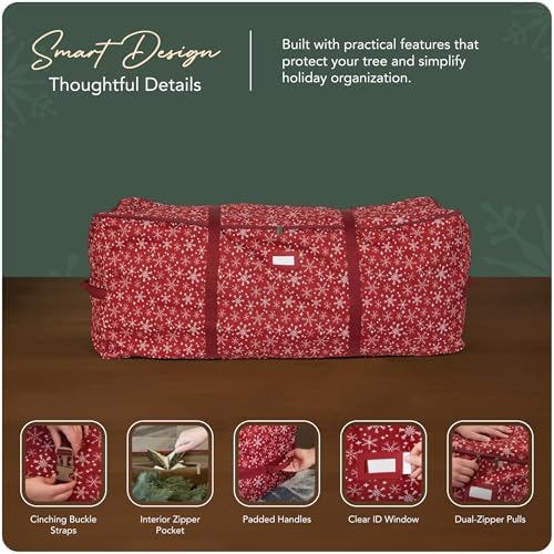 Covermates Christmas Tree Cinch Bag, 60" W x 24" D x 24" H, Red Snowflake - Image 4