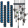 PLUSINNO 4 Pack Vertical Fishing Rod Rack, Wall Mounted Fishing Rod holder, 4 Packs Fishing Pole Holders Hold Up to 36 Rods or Combos, Fishing rod holders for garage, Fishing Gear and Gifts for Men by PLUSINNO