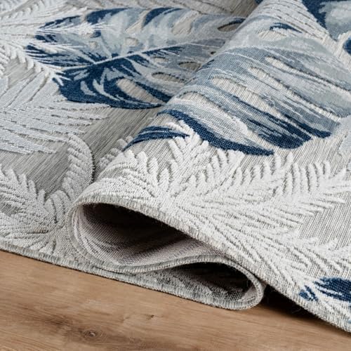 Luul Home Floral Indoor Outdoor Rugs 5x7 Large Area Rug for Living Room, Patio Decor, Kitchen, and Entryway Rug, Washable Stain Resistant Outside Carpet Blue 5 x 7 - Image 4