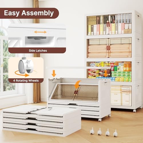 588QT Extra Large Stackable Storage Bins with Lids & Wheels & Door, - Image 6
