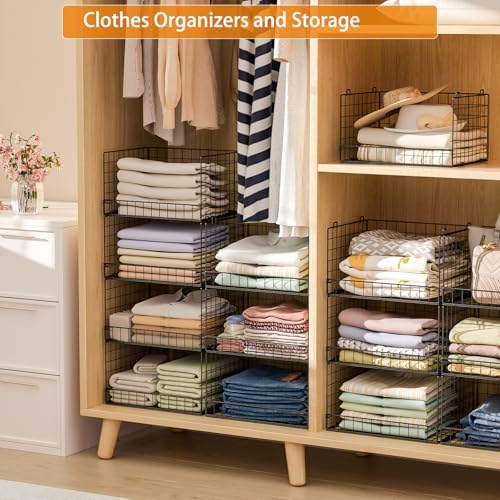 Yociyoga 7-Tier Stackable Closet Organizers and Storage Shelves, Foldable Closet Shelf Organizer System, Stackable Storage Bins Drawers for Closet Organizer System, Black（Patent No. 30022416） - Image 2