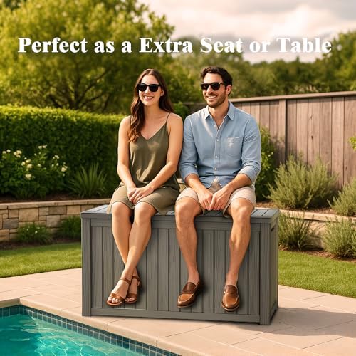 Outdoor Extra Large Storage Cabinet Deck Box, 200 Gallon Heavy Duty Deck Boxes, Weatherproof & UV-Resistant Lockable Patio Storage Cabinet for Garden Tools, Patio Furniture, - Image 6