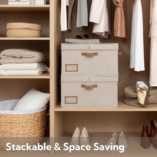 StorageWorks Large Decorative Storage Boxes with Lids, Light Brown - Image 5