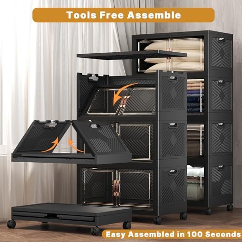 UAMFURI 672QT Stackable Storage Bins with Lids,Doors & Wheels - Image 5