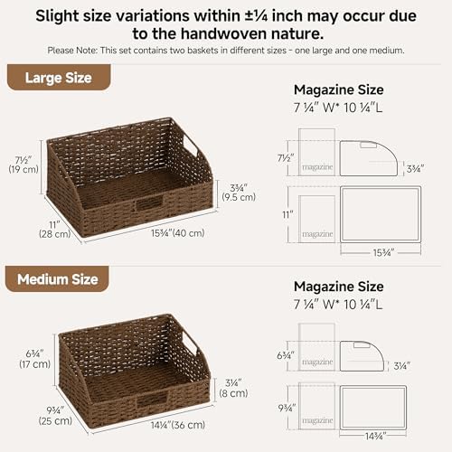 StorageWorks Pantry Baskets for Organizing, Brown Storage Baskets, 2-Pack - Image 2