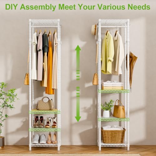 R1 Heavy Duty Clothes Rack with Storage Shelves, 448 Lbs Load, White - Image 4