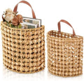Chunful 2 Pcs Water Hyacinth Hanging Wicker Basket, Natural Wicker Decorative Baskets, Handmade Woven Storage Organizer for House Garden Wedding Wall Decorations, Large & Small Size(Classic Plaid) by Chunful
