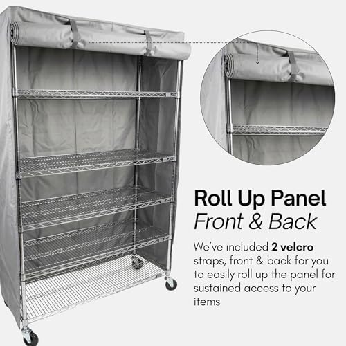 Formosa Covers Premium Wire Shelf Cover - Perfect Fit for Wire Shelving - Versatile Shelf Covers Protects & Organize - Ideal for Outdoor Storage Shelf - Wire Rack Cover - 48Wx18Dx72H Inches - Grey - Image 4