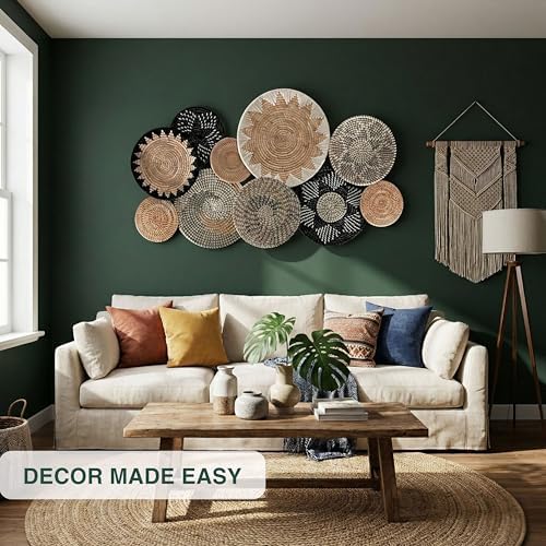 Woven Basket Wall Decor Set of 10, Decorative Wall Plates - Image 4