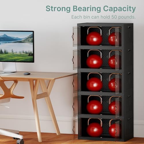 UAMFURI 240QT Lockable Plastic Storage Bins, 5 Pack Collapsible Cabinets - Image 6