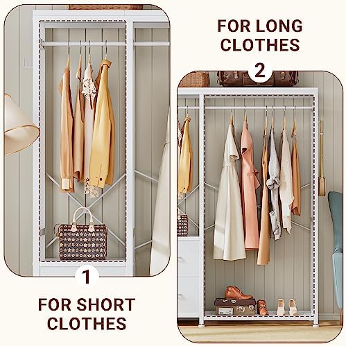 Lulive Clothes Rack with 2 Rods, Shelves, Drawers & Hooks, Garment Rack - Image 6