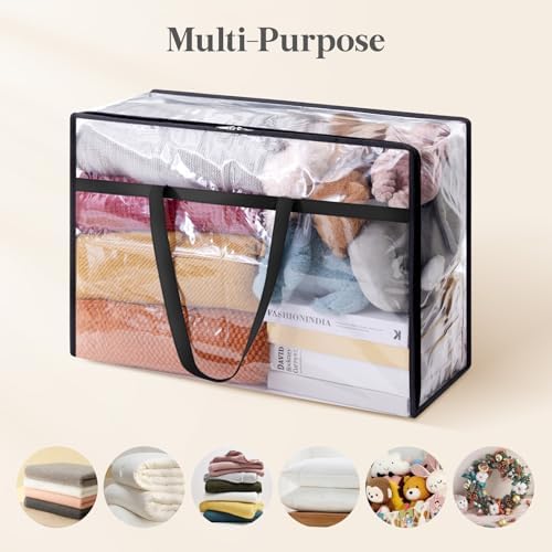Lifewit 60L Clear Clothes Storage Bags,Plastic Foldable Blanket Storage Bag - Image 5