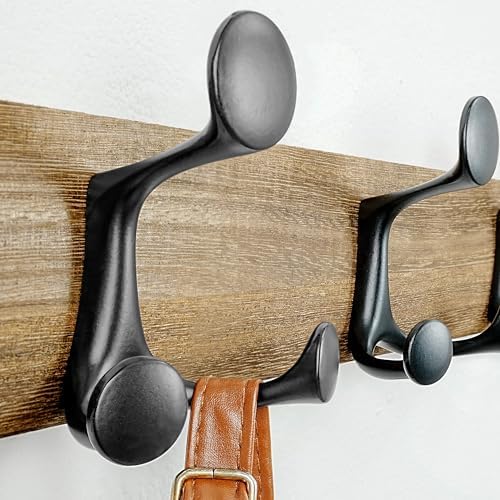 SKOLOO 24-Inch Wood Burnt Coat Rack Wall Mount with 5 Triple Hooks - Ideal for Family Entrances, Classrooms, and Pet Supplies Storage - Perfect Coat Hooks for Wall, Pack of 2 - Image 4