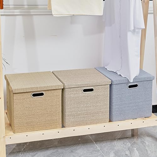 Storage Bins with Lids,13 x 13 Inch Foldable Fabric Cube Baskets Boxes Organizer for Closet, Shelves, and Home. (Gray, (13x13) 4 pack) - Image 6