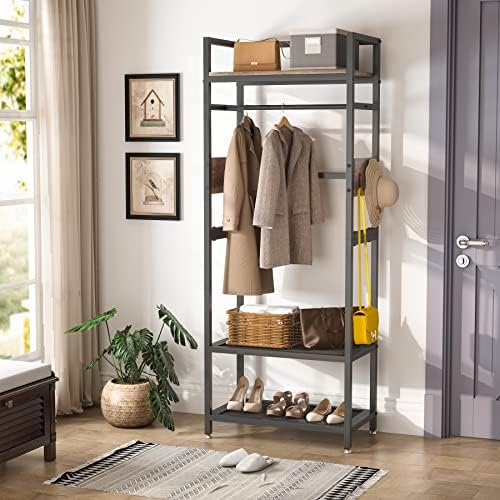 Tribesigns Small Heavy Duty Clothes Rack with Shelf and Hanging Rod, Freestanding Closet Organizer, Industrial Hall Tree Garments Rack for Small Space,Bedroom,27'' W X69'' H, Max Load 300LBS - Image 2