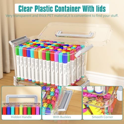 Plastic Storage Bins with Lids Stackable organization and Storage Containers for Organizing Snacks, Crafts, Tools Clear Storage Box with Latching handle(Clear, 2PCS-4.5QT 2PCS-8.5QT) - Image 5