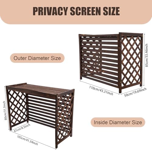 AC Fence Privacy Screen for Outdoor 43.3" x 19.7" x 33.5", 4-Panel, Brown - Image 3