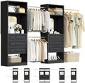 Unikito 6-14FT Wood Closet System with 6 Drawers and Mirror, Black by Unikito