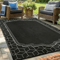 wikiwiki Outdoor Rug, 9x18ft Waterproof Reversible Mat Indoor Outdoor Rugs Carpet, Small Area Rug Plastic Straw Rug for Patio Deck Balcony Pool RV Camping Beach Picnic, Black, Rugscape Series by WikiwikiPatioUmbrellas
