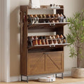 Xixini Shoe Storage Cabinet with 3 Flip Drawers, Entryway Shoe Rack, Walnut by Xixini