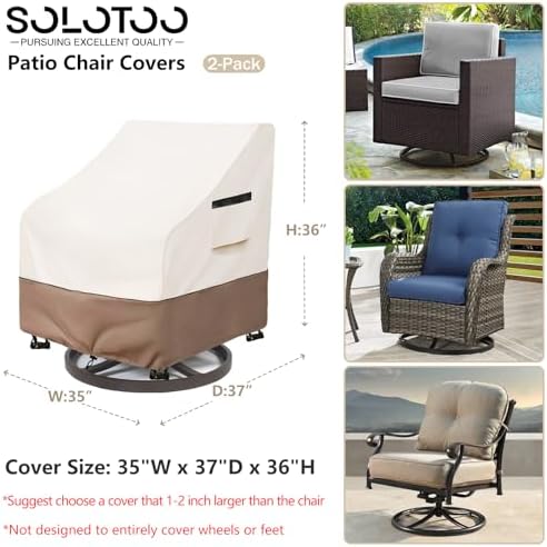 Patio Chair Covers Waterproof 2 Pack, 35" W x 37" D x 36" H - Image 3