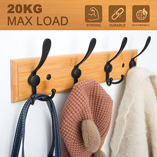 GlazieVault Wooden Coat Hooks for Wall - Bamboo Wood Coat Rack(2 Pack) - Heavy Duty Coat Hooks Wall Mounted - Wall Hooks and Clothes Hooks - Image 5