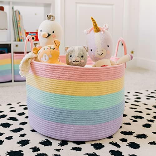 Wide Blanket Basket + Set of 3 Shelf Baskets - RAINBOW - Image 7