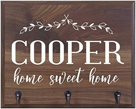 Personalized Home Sweet Home Wall Mounted Coat, Hat, Key, Pet Leash Collar Rack New Home Housewarming Gifts with 3 Hooks 15" w x 12" h 4.25" deep (Home Sweet Home) by Unknown