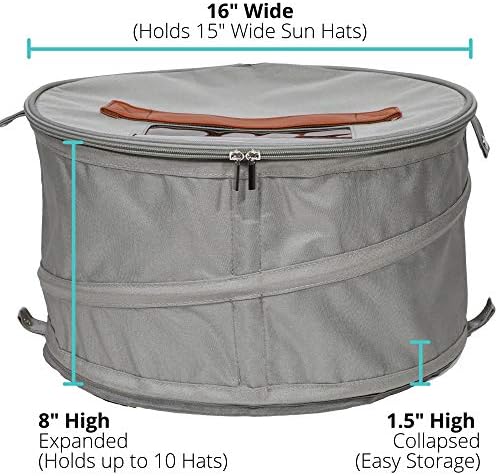 Hat Storage Box | Stuffed Animal Toy Storage | Stackable Round Pop-up Container | Travel Hat Boxes for Women & Men | Closet Organizer w Lid | Dust Cover Cowboy Sun Beach Hats (Gray, 2 Pack) - Image 6