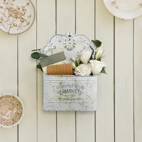 Metal Hanging Storage Baskets Wall Baskets for Mail, Files,Flowers, Books & Accessories, Wall-Mounted Organizer for Entryway, Kitchen, Office, Outdoor Indoor for Farmhouse Decor(White) - Image 4