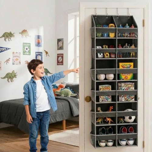 HOMELUX THEORY Over the Door Organizer, 6-Tier XL, 100D Fabric, Dark Gray - Image 2