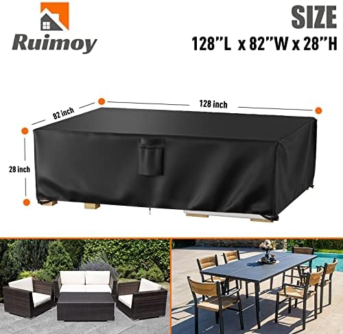 Ruimoy Patio Furniture Covers, Outdoor Furniture Cover Waterproof, General Purpose, Outside Table and Chair Covers, Heavy Duty 600D (128 Inch L x 82 Inch W x 28 Inch H) - Image 2