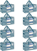 VENO Moving Bags, Wide Open Top, Clear Window, Classic Navy Stripe, 8 Pack by Veno