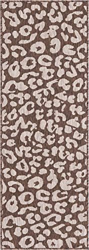 Unique Loom Outdoor Safari Collection Area Rug - Leopard (2' x 6' 1" Runner, Brown/ Light Brown) - Image 3