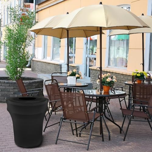 BSTKEY 44 Gallon Stretch Spandex Trash Can Cover, 4 Pack Outdoor Fitted Waste Container Cover Round Garbage Can Covers for Wedding Party Commercial Fundraiser Decor, Without Trash Can (Black) - Image 6