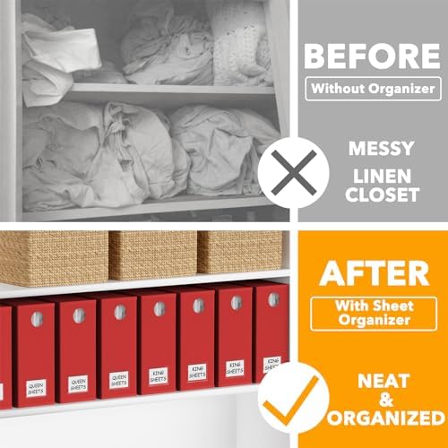 SpaceAid 8 Pack Bed Sheet Organizers and Storage, Foldable Sheet Organizer for Linen Closet, Sheets Set Folder Keeper with Window XL (Queen & King Size) Bedding Container (Red, 8 Pack) - Image 2