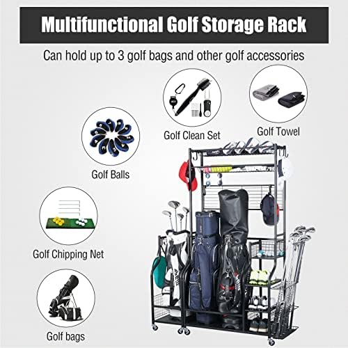 Mythinglogic Golf Bag Storage Organizer with Club Rack for Garage - Image 2