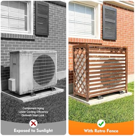 Xuthusman Air Conditioner Fence Screen, AC Covers Solid Wood Planter Rustic Wooden Outdoor Planting Frame for Outside to Hide Air Conditioner & for Outdoor Privacy - Image 4