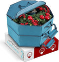 Hearth & Harbor Container-Hard Shell Christmas Bag with Interior Pockets, Dual Zipper and Handles-Premium Wreath Storage Organizer Box, 36", Blue by HearthHarbor