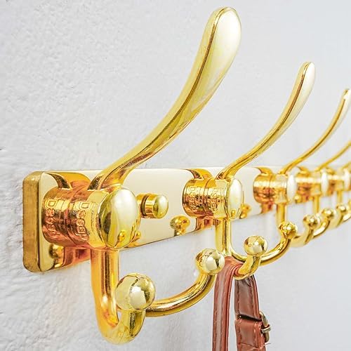 Dseap Coat Rack Wall Mount 37 Inch, Heavy Duty 12-Gauge Base vs Flimsy 1mm, Double-Thick Solid Anti-Snap Hooks, 16” Stud-Mount, Stainless Steel 10-Hook Hanger for Closet Entryway, Gold - Image 2