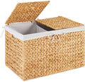 Best Choice Products Wicker Storage Basket W/ 2 Separate Lids, Rattan Woven 17.2 Gallon (65L) Basket, Foldable, Removable Washable Liner Bags for Toys, Linens, Blankets, & Laundry - Natural by BestChoiceProducts