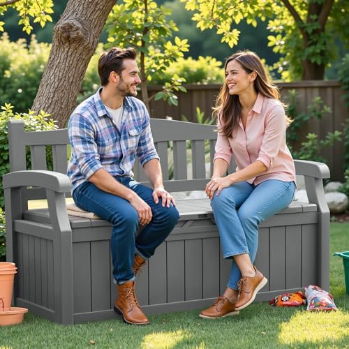 Flamaker 80 Gallon Storage Bench, Deck Box with Seat Waterproof All-Weather - Image 6