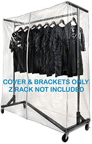 Only Hangers Heavy Gauge Clear Z Rack Cover with Zipper Plus a Pair of Round Tubing Cover Support Brackets - Combo Kit fits All 5' Wide Z Racks (Note: Z Racks Sold Separately) by Only+Hangers